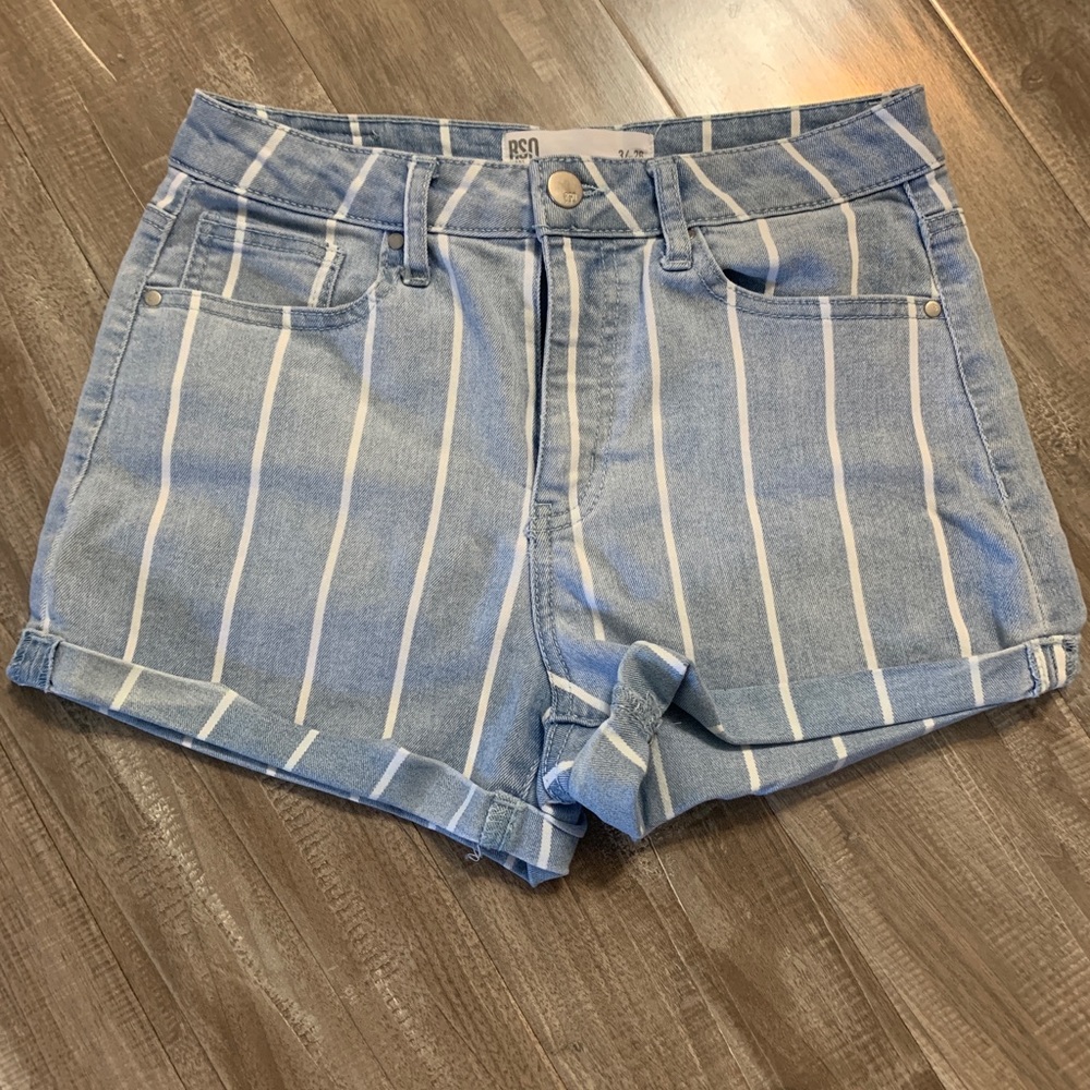 Striped Denim Shorts